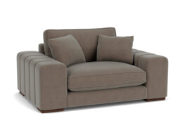 Brown Velvet Loveseat Armchair - Modern Snuggle Cuddler Custom Arm Chair In Easy Clean Velvet - Epping Range - thumbnail 1
