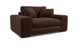Brown Velvet Loveseat Armchair - Modern Snuggle Cuddler Custom Arm Chair In Easy Clean Velvet - Epping Range - thumbnail 1