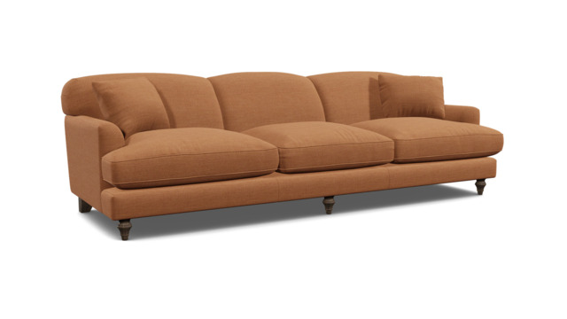 Orange Velvet 3 Seater Sofa - Traditional Style Custom Sofa In Stain Resistant Velvet - Galloway Range - image 1
