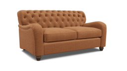 Orange Velvet 2 Seater Sofa - Traditional Button Back Custom Sofa In Stain Resistant Velvet - Bakewell Range - thumbnail 1