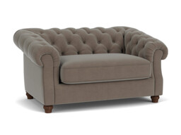 Brown Velvet Loveseat Armchair - Traditional Snuggler Cuddler Custom Arm Chair In Easy Clean Velvet - Wantage Range