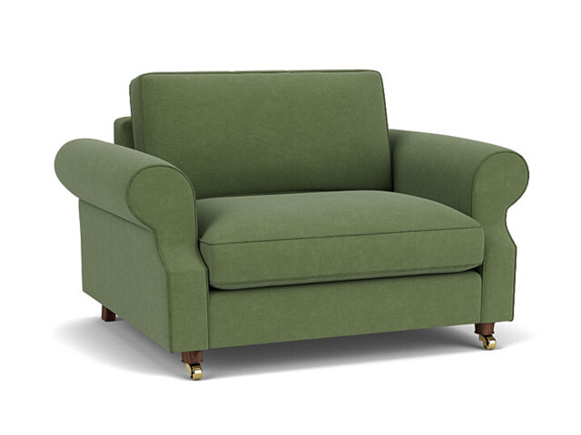 Green Linen Loveseat Armchair - Traditional Snuggler Cuddler Custom Arm Chair - Kendal Range - image 1