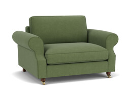 Green Linen Loveseat Armchair - Traditional Snuggler Cuddler Custom Arm Chair - Kendal Range - thumbnail 1