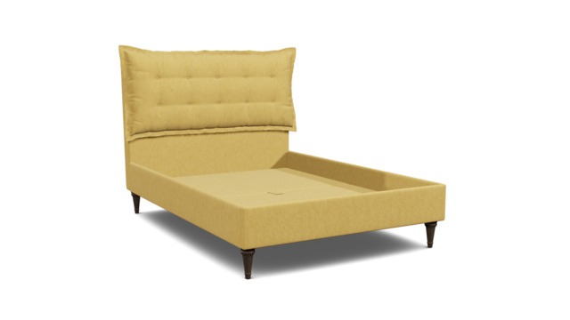 Yellow Velvet King Size Bed Frame - Traditional Low End With Large Headboard In Stain Resistant Velvet - Lyndhurst Range - image 1