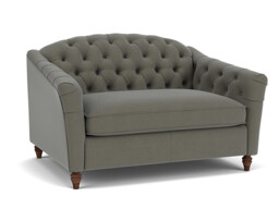 Grey Fabric Loveseat Armchair - Traditional Snuggler Cuddler Custom Arm Chair In Easy Clean Fabric - Payton Range