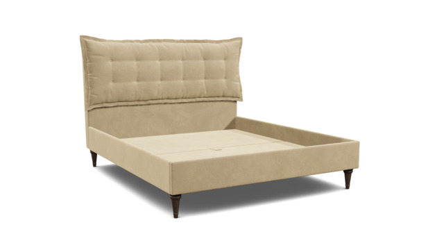 Cream Fabric Super King Size Bed Frame - Traditional Low End With Large Headboard - Lyndhurst Range - image 1