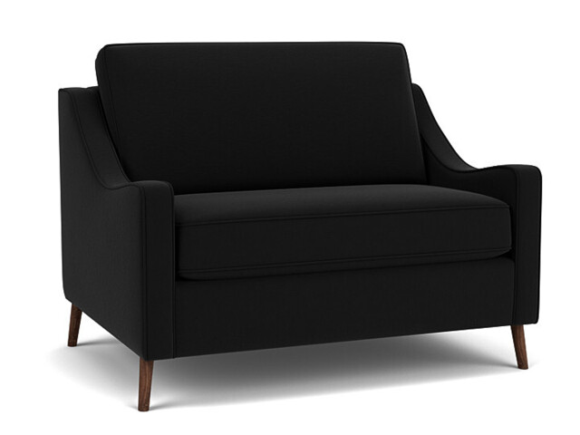 Black Velvet Loveseat Armchair - Modern Snuggle Cuddler Custom Arm Chair In Easy Clean Velvet - Weymouth Range - image 1