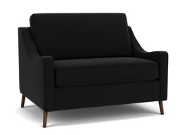 Black Velvet Loveseat Armchair - Modern Snuggle Cuddler Custom Arm Chair In Easy Clean Velvet - Weymouth Range