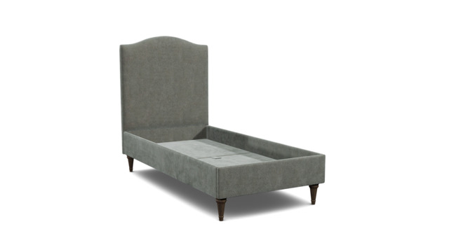 Grey Fabric Single Bed Frame - Traditional Low End With Large Headboard In Easy Clean Fabric - Avebury Range - image 1