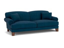 Blue Velvet 4 Seater Sofa - Traditional Style Custom Sofa In Easy Clean Velvet - Thatcham Range - thumbnail 1