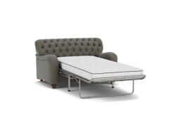 Grey Fabric Loveseat Armchair Sofabed - Traditional Chesterfield Style Single Chair Bed In Easy Clean Fabric - Bakewell Range