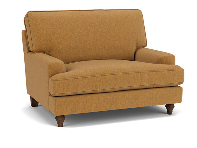 Orange Velvet Loveseat Armchair - Modern Snuggle Cuddler Custom Arm Chair In Stain Resistant Velvet - Whinfell Range - image 1