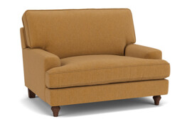 Orange Velvet Loveseat Armchair - Modern Snuggle Cuddler Custom Arm Chair In Stain Resistant Velvet - Whinfell Range - thumbnail 1