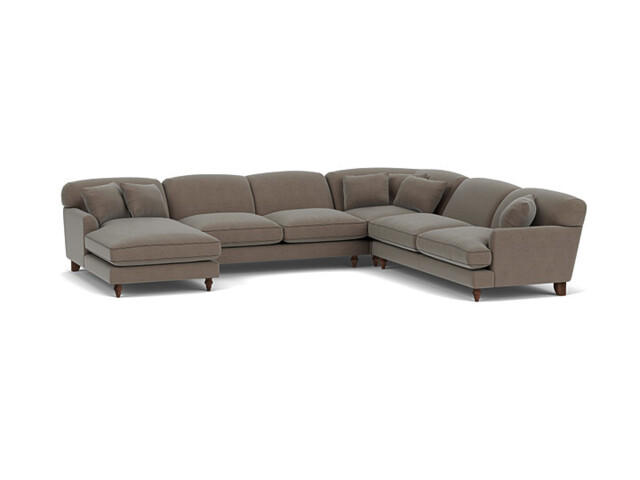Brown Velvet U Shaped Sofa - Traditional U Shape Corner Custom Sofa In Easy Clean Velvet - Galloway Range - image 1