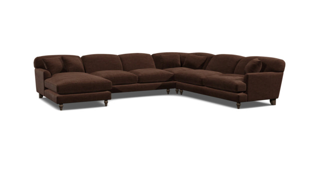 Brown Velvet U Shaped Sofa - Traditional U Shape Corner Custom Sofa In Easy Clean Velvet - Galloway Range - image 1
