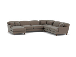 Brown Velvet U Shaped Sofa - Traditional U Shape Corner Custom Sofa In Easy Clean Velvet - Galloway Range