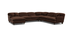 Brown Velvet U Shaped Sofa - Traditional U Shape Corner Custom Sofa In Easy Clean Velvet - Galloway Range