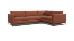 Red Velvet 4 Seater Right Corner Sofa - Modern Style Custom Sofa In Easy Clean Velvet - Darwin Range - thumbnail 1