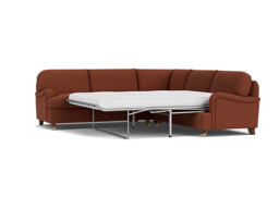 Red Velvet 3.5 Seater Corner Sofabed - Traditional Fold Out Custom Sofa Bed In Easy Clean Velvet - Helston Range