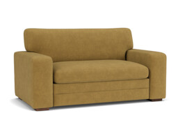 Yellow Velvet Loveseat Armchair - Modern Snuggle Cuddler Custom Arm Chair In Stain Resistant Velvet - Sloane Range - thumbnail 1