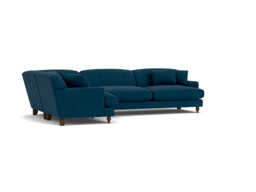 Blue Velvet 4 Seater Left Corner Sofa - Traditional Style Custom Sofa In Easy Clean Velvet - Galloway Range