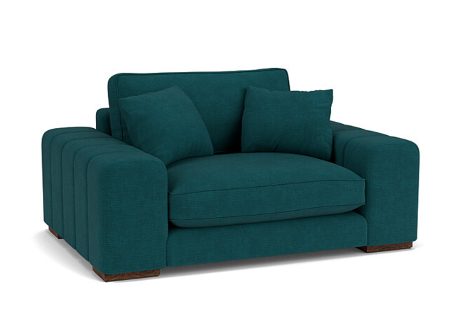 Teal Velvet Loveseat Armchair - Modern Snuggle Cuddler Custom Arm Chair In Stain Resistant Velvet - Epping Range - image 1