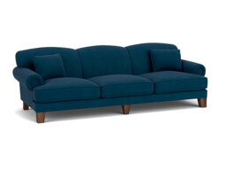 Blue Velvet 5 Seater Sofa - Traditional Style Custom Sofa In Easy Clean Velvet - Thatcham Range - thumbnail 1