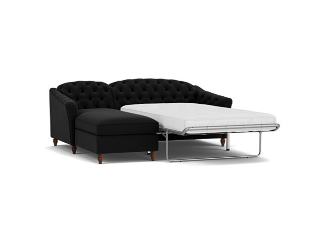 Sophisticated Payton Black 2 Seater Versatile Chaise Sofa Bed, Deep Button Detailing and Customisable - Darlings of Chelsea - image 1
