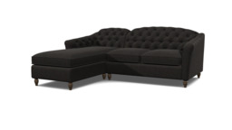 Sophisticated Payton Black 2 Seater Versatile Chaise Sofa Bed, Deep Button Detailing and Customisable - Darlings of Chelsea - thumbnail 1