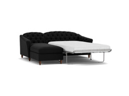 Sophisticated Payton Black 2 Seater Versatile Chaise Sofa Bed, Deep Button Detailing and Customisable - Darlings of Chelsea