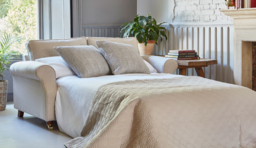 Yellow Velvet 3.5 Seater Sofabed - Traditional Fold Out Custom Sofa Bed In Stain Resistant Velvet - Kendal Range - thumbnail 4