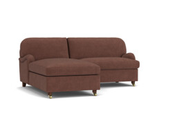 Purple Velvet Loveseat Sofa With Chaise - Traditional Style Custom Sofa In Easy Clean Velvet - Helston Range