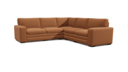 Orange Velvet 3X3 Seater Corner Sofabed - Modern Fold Out Custom Sofa Bed In Stain Resistant Velvet - Sloane Range - thumbnail 1