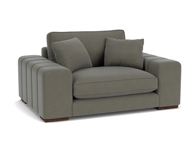 Grey Fabric Loveseat Armchair - Modern Snuggle Cuddler Custom Arm Chair In Easy Clean Fabric - Epping Range - image 1