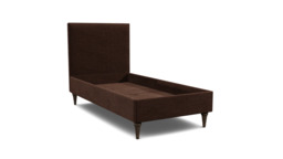 Brown Velvet Single Bed Frame - Traditional Low End With Large Headboard In Easy Clean Velvet - Yarnmouth Range