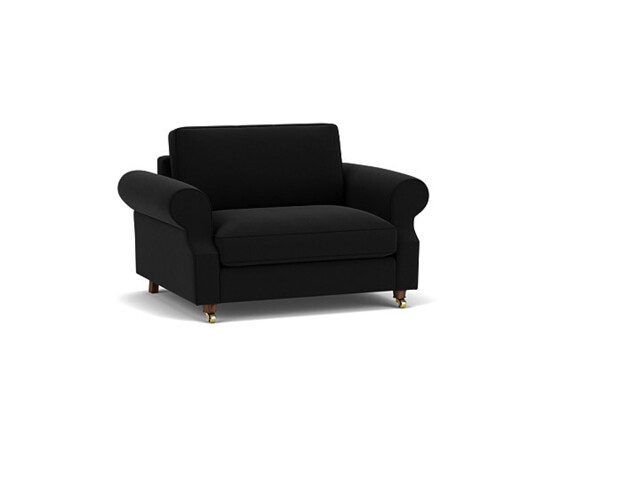 Black Velvet Loveseat Armchair Sofabed - Traditional Style Single Chair Bed In Easy Clean Velvet - Kendal Range - image 1