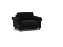 Black Velvet Loveseat Armchair Sofabed - Traditional Style Single Chair Bed In Easy Clean Velvet - Kendal Range - thumbnail 1