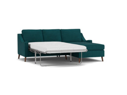 Mid-Century Weymouth 2 Seater Teal Chaise Sofa Bed, 170+ Customisation Options, UK Crafted - Darlings of Chelsea