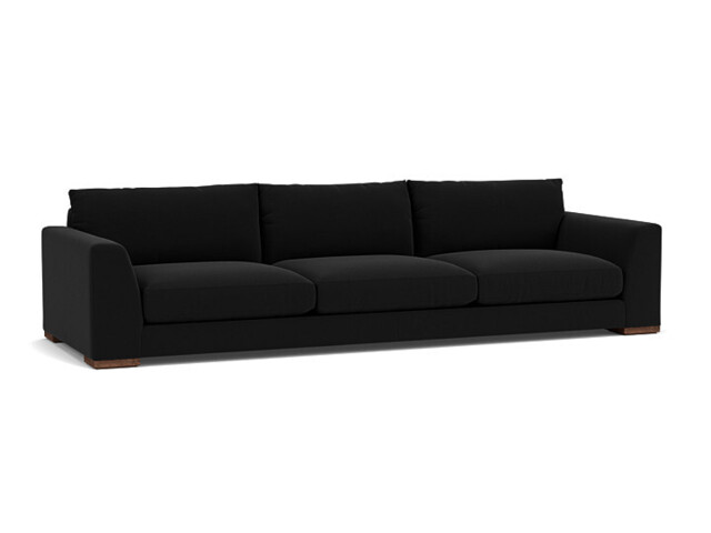 Black Velvet 4 Seater Sofa - Modern Style Custom Sofa In Easy Clean Velvet - Kingston Range - image 1