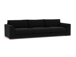 Black Velvet 4 Seater Sofa - Modern Style Custom Sofa In Easy Clean Velvet - Kingston Range - thumbnail 1