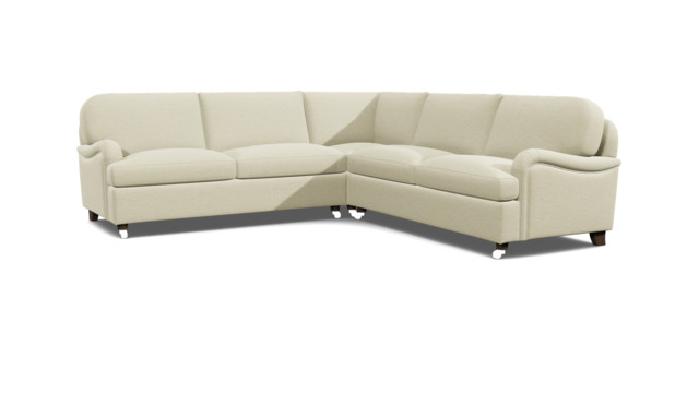 White Chenille 3.5 Seater Corner Sofa - Traditional Style Custom Sofa In Stain Resistant Chenille - Helston Range - image 1