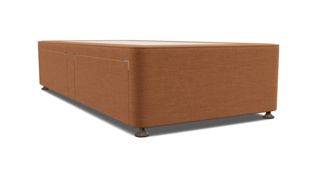 Orange Velvet Single Bed Divan - Modern Style Divan Base In Stain Resistant Velvet - Barnsley Range - image 1