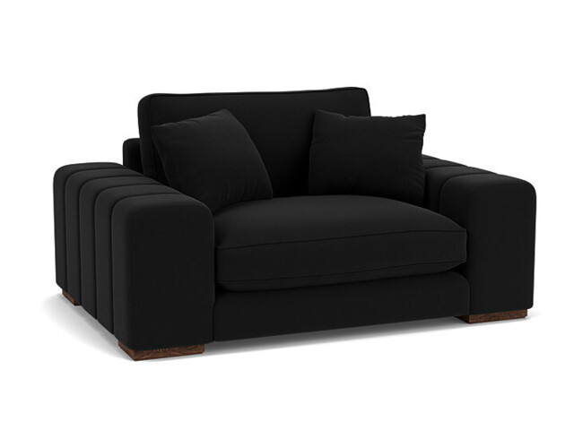 Black Velvet Loveseat Armchair - Modern Snuggle Cuddler Custom Arm Chair In Easy Clean Velvet - Epping Range - image 1