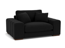 Black Velvet Loveseat Armchair - Modern Snuggle Cuddler Custom Arm Chair In Easy Clean Velvet - Epping Range