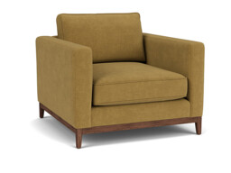 Yellow Velvet Armchair - Modern Accent Custom Arm Chair In Stain Resistant Velvet - Darwin Range - thumbnail 1