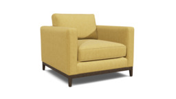 Yellow Velvet Armchair - Modern Accent Custom Arm Chair In Stain Resistant Velvet - Darwin Range - thumbnail 1