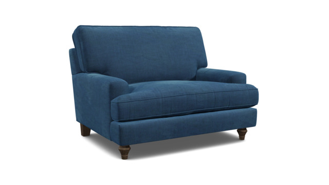 Blue Velvet Loveseat Armchair - Modern Snuggle Cuddler Custom Arm Chair In Easy Clean Velvet - Whinfell Range - image 1