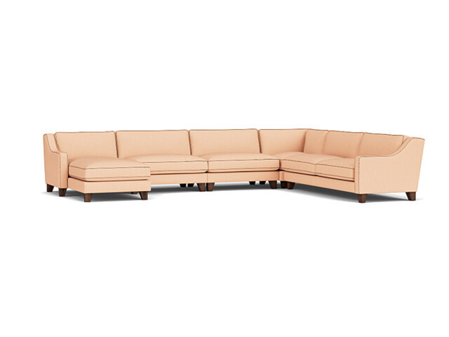 Banbury Large Luxury U-Shape Corner Sofa in Pink - Darlings of Chelsea - image 1