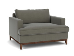 Grey Fabric Loveseat Armchair - Modern Snuggle Cuddler Custom Arm Chair In Easy Clean Fabric - Oakham Range - thumbnail 1