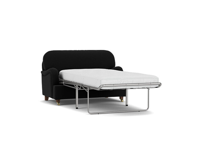 Black Velvet Loveseat Armchair Sofabed - Traditional Style Single Chair Bed In Easy Clean Velvet - Helston Range - image 1